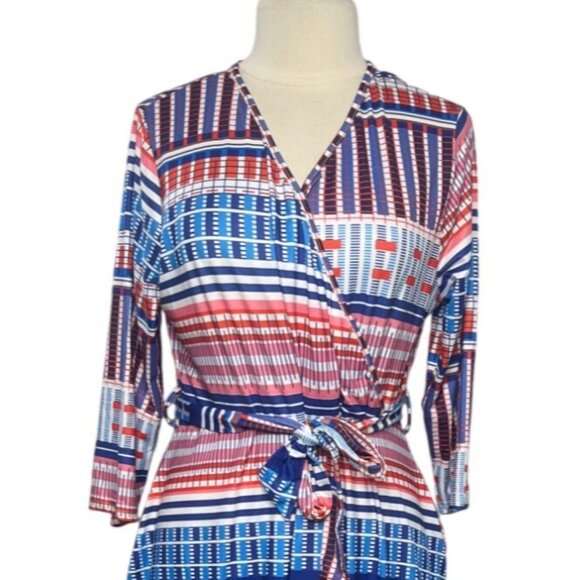 Pnpednde Maxi Dress Womens 3XL Red White Blue New Belted Striped Plaid Patriotic - Picture 3 of 10